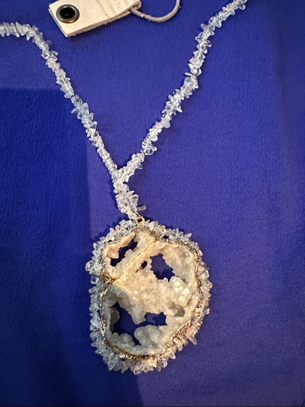 Anthropologie Clear Crystal Geode Pendant Necklace